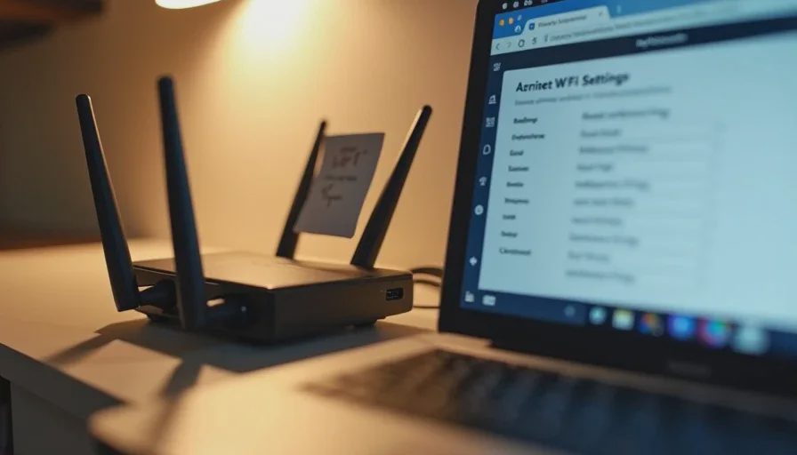 Home router and laptop displaying guest network settings