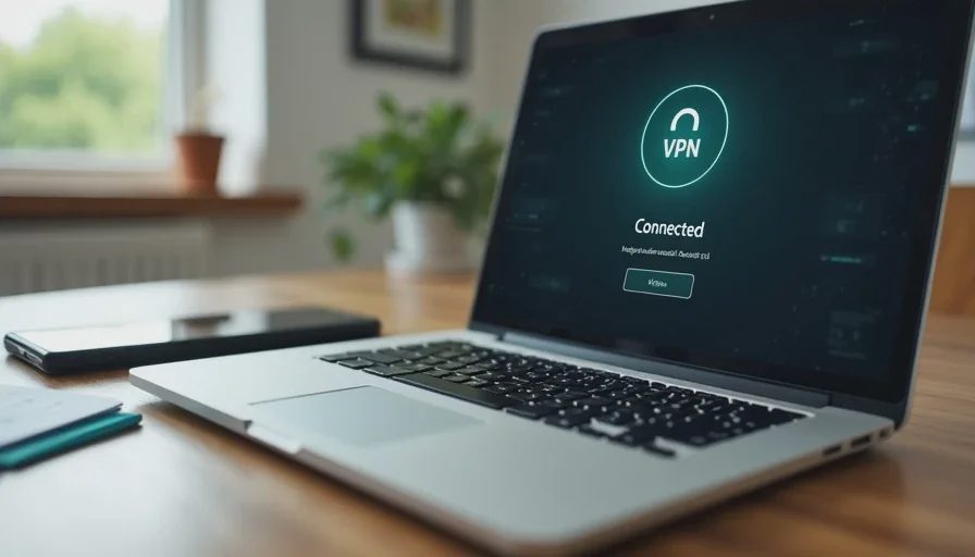 VPN encrypting traffic between devices and the VPN server Laptop and phone with VPN connected for private traffic