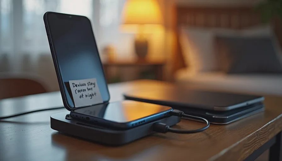 Family device charging station with phones and tablets